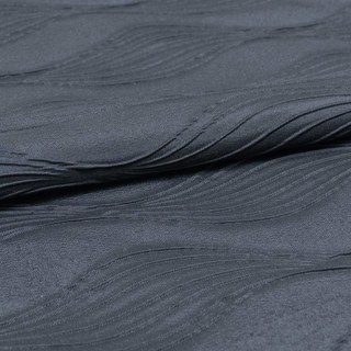 Surf 3D Jacquard Wave Patterned Black Crushed Curtain 7