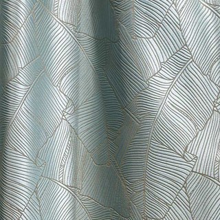 Banana Leaves Luxury 3D Jacquard Duck Egg Blue Curtain 6