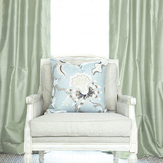 Clair de Lune Light Sage Green Silky Satin Curtain