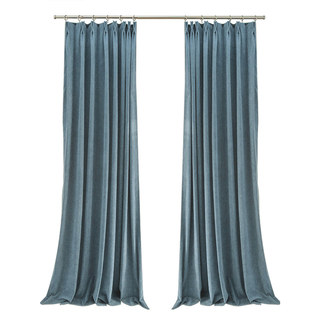 Exquisite Matte Luxury Haze Blue Chenille Curtain 5