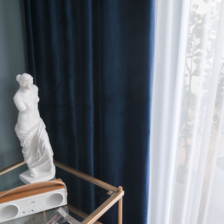 Lustrous Navy Blue Velvet Curtains 2