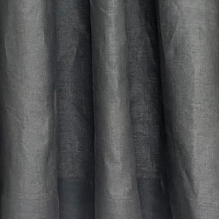 Shabby Chic Charcoal Grey 100% Flax Linen Curtain 4