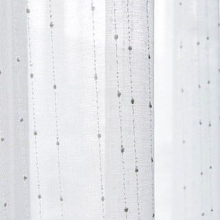 Craft Feel Textured White Dot Striped Sheer Curtain 3