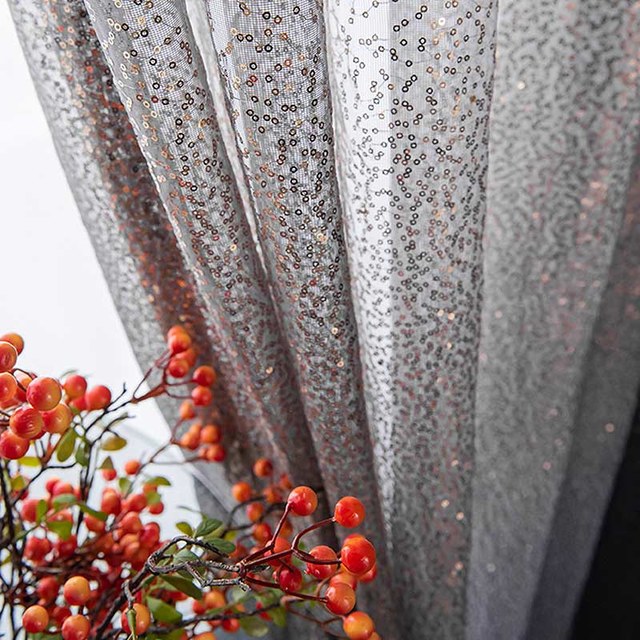 Galaxy Black & Gold Sequin Sparkling Ombre Voile Curtain 1