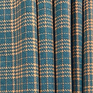 Cosy Plaid Checked Blue & Cream Linen Style Curtain 4