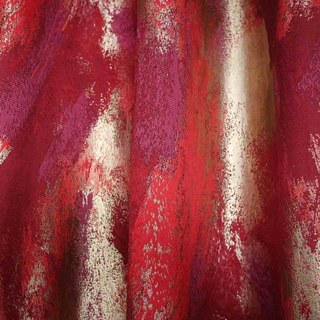 Dazzling Brushwork Luxury Jacquard Red & Gold Abstract Curtain