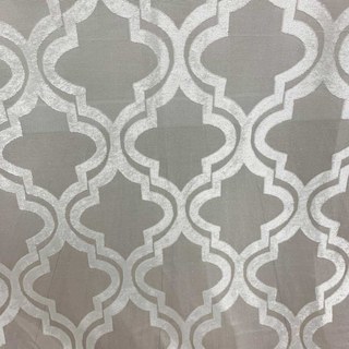 Fancy Trellis Cut Velvet Ivory White Voile Curtain 5