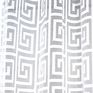 Greek Key Ivory White Mesh Net Curtain