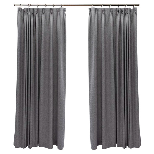 Grey curtains and rod