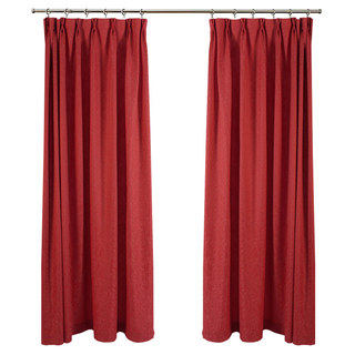 Silk Waterfall Subtle Textured Striped Shimmering Chrisom Red Curtain 4
