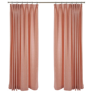 Silk Waterfall Subtle Textured Striped Shimmering Pink Coral Curtain 3