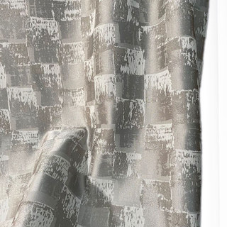 Enchanting Patchwork Luxury Jacquard Pearly Grey Geometric Curtain