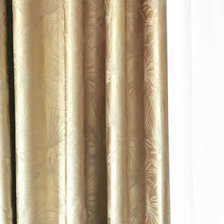 Tropicana Palm Leaf Luxury Cream Gold Blackout Curtains 5