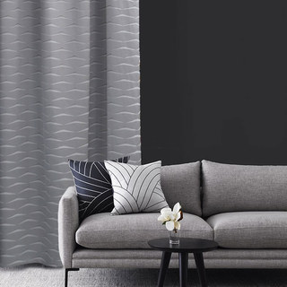 Whitecaps Luxury Jacquard Geometric Ash Grey Curtain