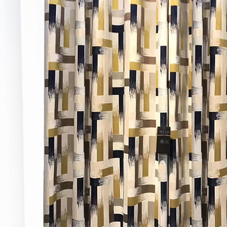Abstract Strokes Luxury Jacquard Geometric Curtain 1