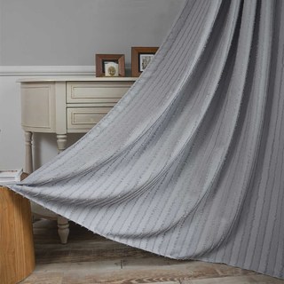 Boho Chic Grey Light Charcoal Fringe Striped Curtain 2