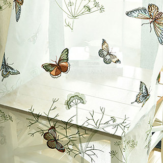 Butterfly Garden Floral Embroidered Organza Sheer Curtain