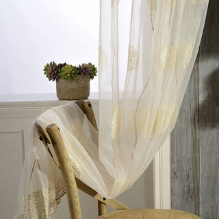 Dancing Pom Pom Embroidered Organza Sheer Curtain 4