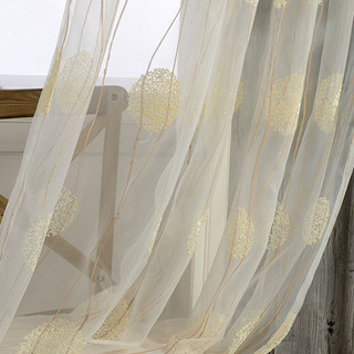 Dancing Pom Pom Embroidered Organza Sheer Curtain 6