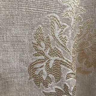 Elite Luxury Chenille Damask Gold Cream Curtain 4