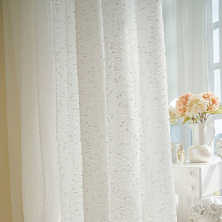 Ripple Wave Tweed Inspired Ivory White Glittery Voile Curtain 3
