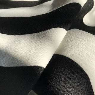 Striking Double Sided Black and White Chenille Striped Curtain 7