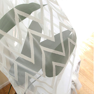 Wave Some Magic Cream Geometric Wave Sheer Curtain 1