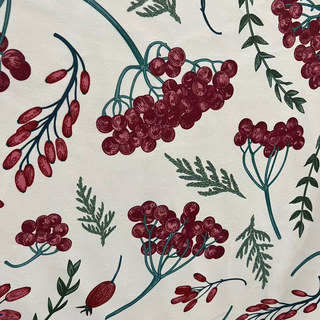 Berry Bliss Red and Cream Velvet Floral Curtains 6