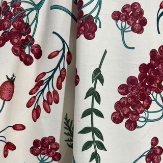 Berry Bliss Red and Cream Velvet Floral Curtains 5