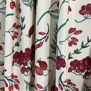 Berry Bliss Red and Cream Velvet Floral Curtains 2