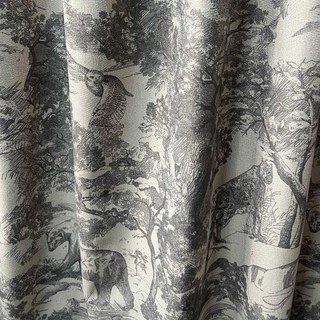 Forest Tale Toile de Jouy Bear Leopard Owl Grey Blackout Animal Print Curtains 3