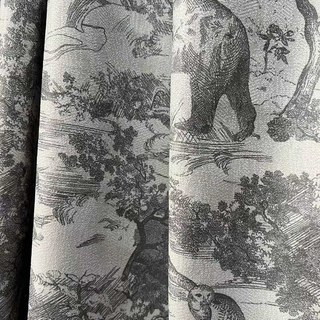 Forest Tale Toile de Jouy Bear Leopard Owl Grey Blackout Animal Print Curtains 2