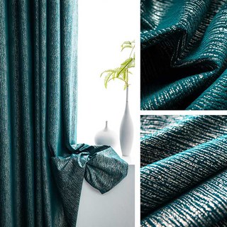Gilded Age Green Blackout Velvet Curtain with Gold Stripes 3