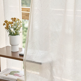 Nature's Melodies Branches & Leaves Ivory Cream Sheer Curtain 1