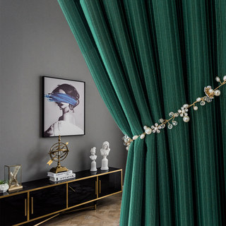 Radiant Ribbons Striped Deep Forest Emerald Green Blackout Curtain