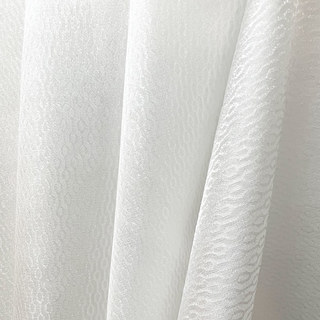 Shimmering Chains Ivory White Striped Voile Curtain 2