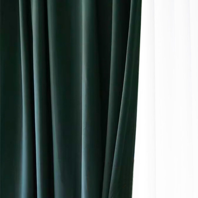 Sunnyvale Herringbone Textured Dark Green Velvet Blackout Curtains 1