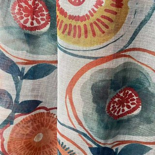 Circle Dance Multicolour Red Modern Floral Voile Curtain 5