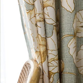 Fig Trees Sage Green and Brown Floral Curtain 2
