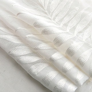 Leafy Whispers Embroidered Ivory White Voile Curtain 5