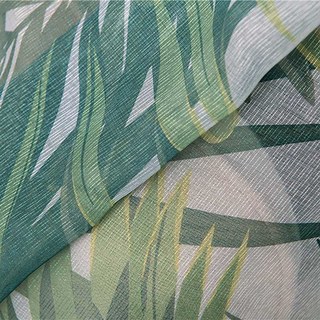 Paradise Palms Tropical Leaves Green Sheer Voile Curtain
