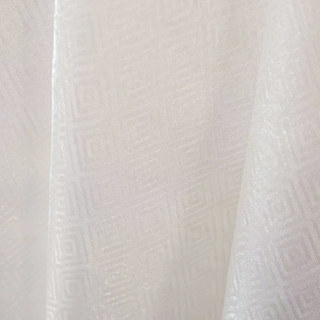 Shimmering Diamonds Geometric Ivory White Voile Curtains 4