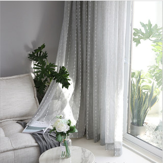 Craft Feel Textured Dot Striped Grey Sheer Curtain 1