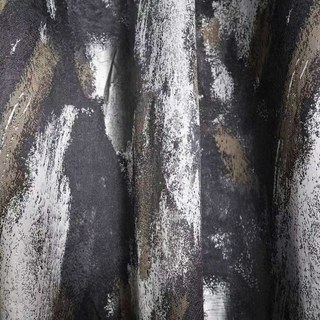 Dazzling Brushwork Luxury Jacquard Grey & Silver Abstract Curtain 2