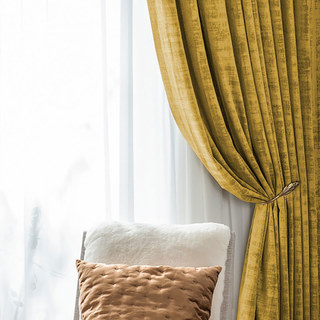 Premium Textured Mustard Yellow Gold Velvet Curtain 2