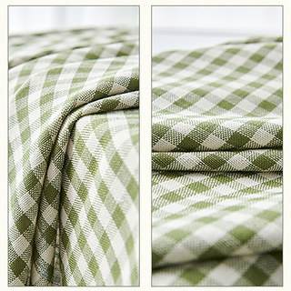 Farmhouse Charm Linen Style Olive Green Gingham Check Curtains 3