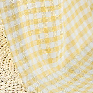 Farmhouse Charm Linen Style Yellow Gingham Check Curtains