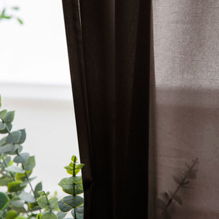 Soft Breeze Dark Coffee Brown Chiffon Voile Curtain 1