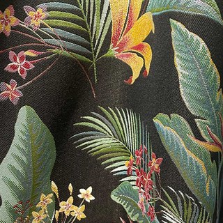 Aloha Aura Tropical Leaves and Flowers Multi Colored Curtain 1