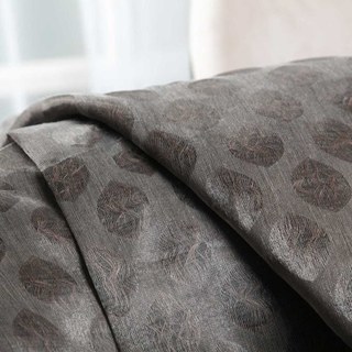 Ethereal Leaf Luxury Jacquard Coffee Brown Geometric Dotted Voile Curtains